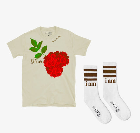 "i am" Brown & White Socks